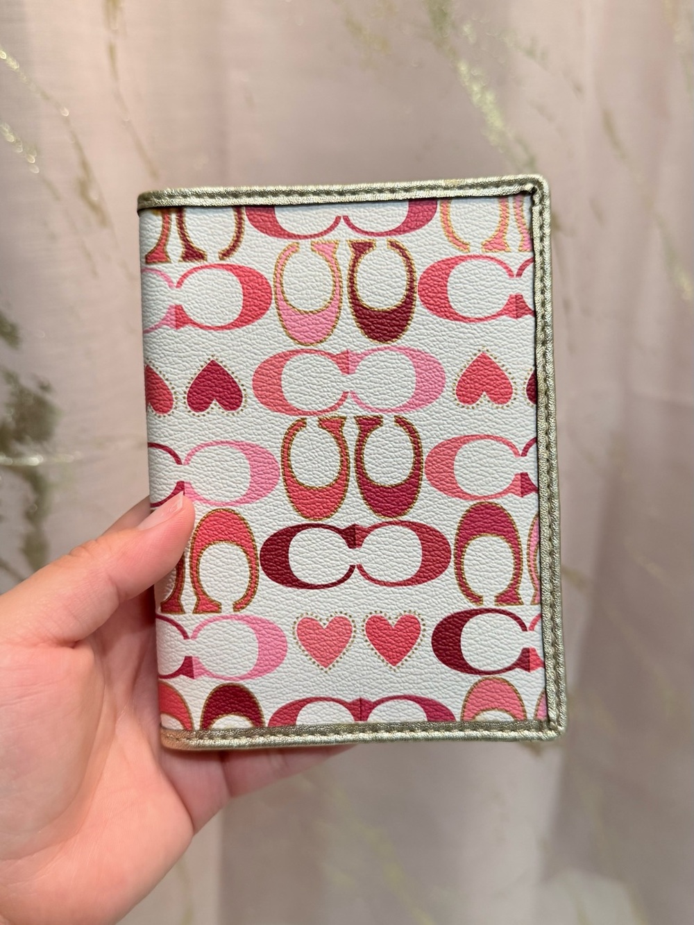 Coach Pink Multicolor Signature Card & Key Holder
